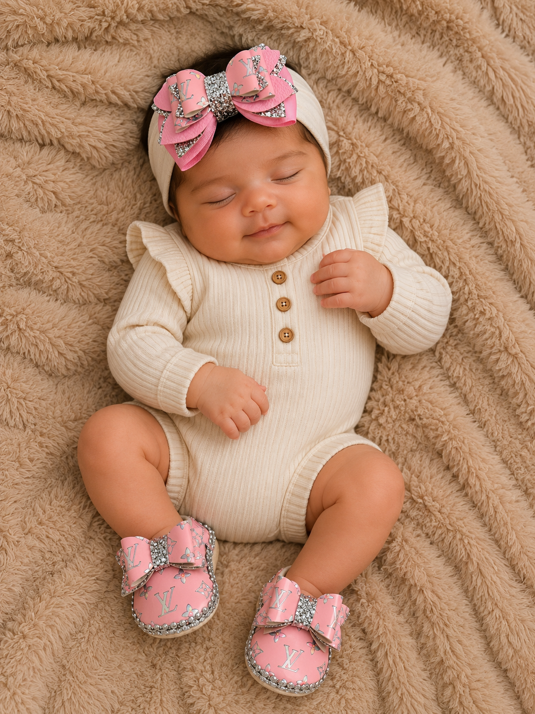 Baby 0 to 3 months set of headband and sandals