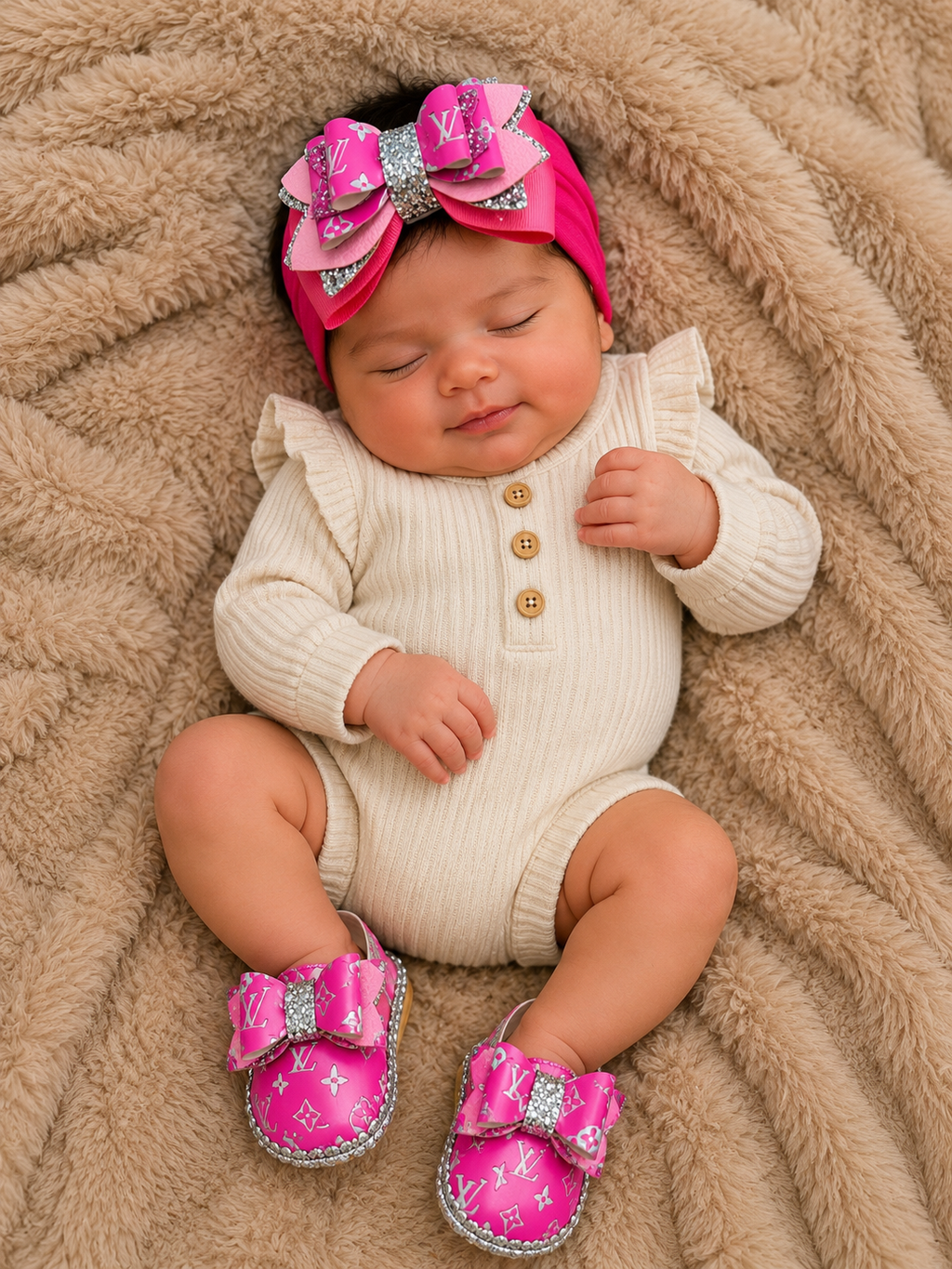 Baby 0 to 3 months set of headband and sandals
